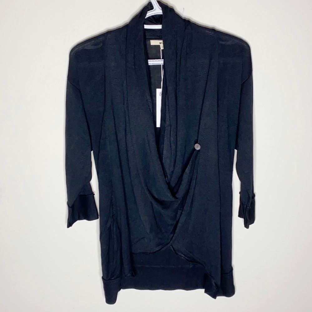 LA Made one button black draping cardigan size XS